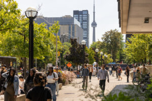 Students walking along St. George Street at the start of the 2024 Academic Year